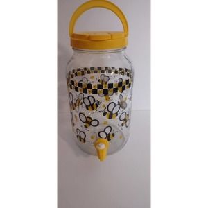 VTG Honey Bees Glass Sun Tea Beverage Dispenser Jug 1 gallon